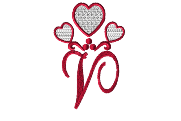 Alphabet Letter V with Hearts