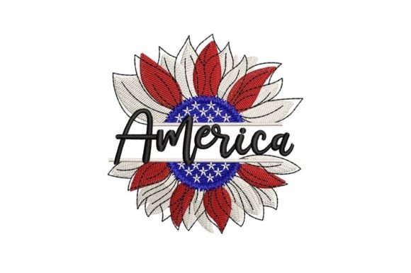 American Flag with Sunflower