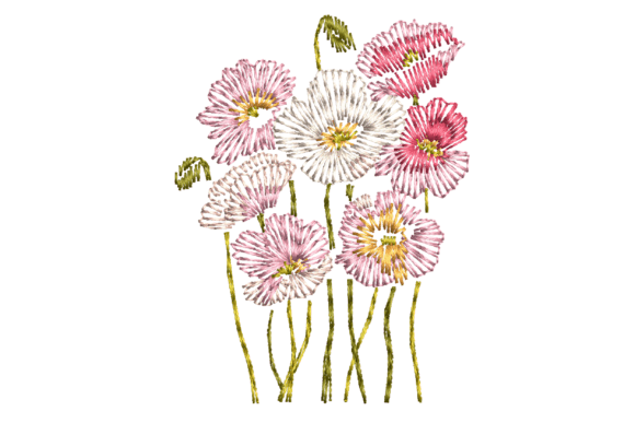 Cosmos Flower Embroidery Design