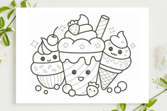Cupcake and Ice Cream Embroidery Design