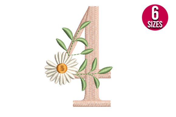 Floral Alphabet Number Four