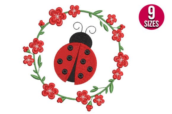 Ladybug Wreath: A Fresh, Friendly Floral Embroidery Design